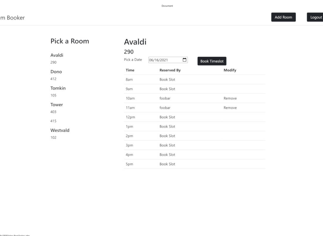 Conference room booking app